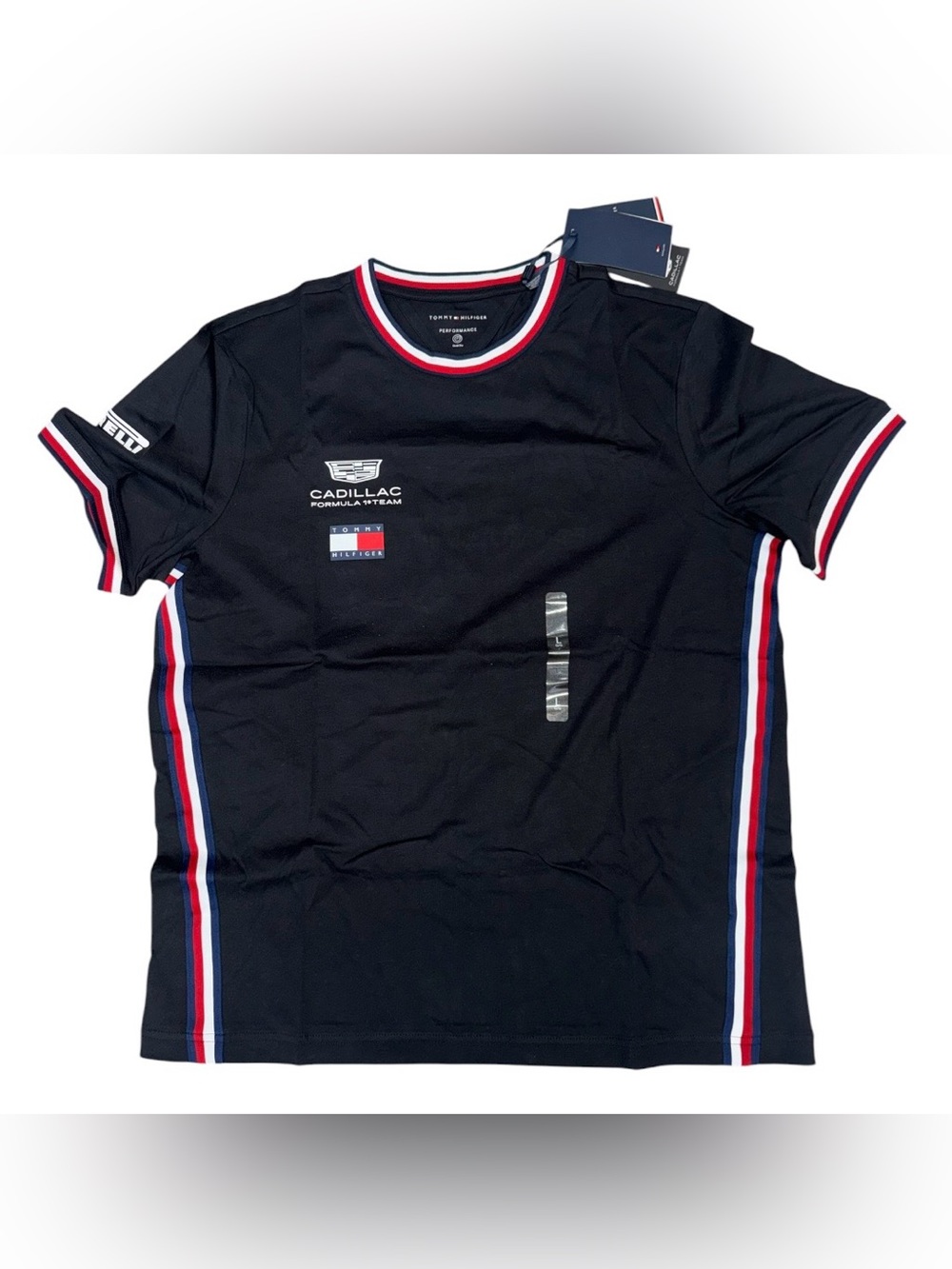 Tommy Hilfiger Black Crew Tee with Red, White & Blue Trim